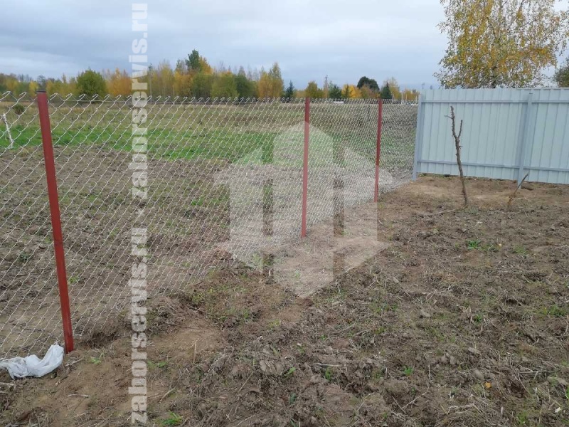 Забор из сетки рабицы с проволокой 54 метра