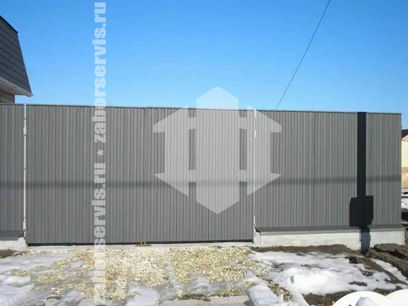 Забор из профнастила 64 метра серый