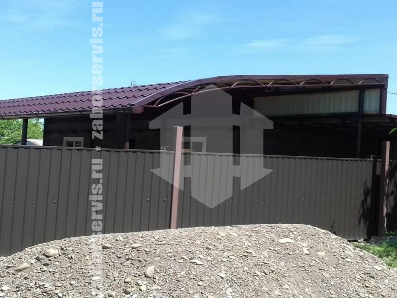 Навес из металлочерепицы пример 5